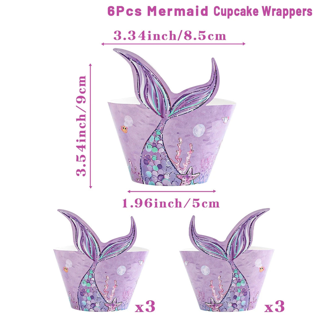 Little Mermaid Party Decoration Mermaid Disposable Tableware Happy 1st Birthday Party Decorations Kids Baby Shower Girl Supplies