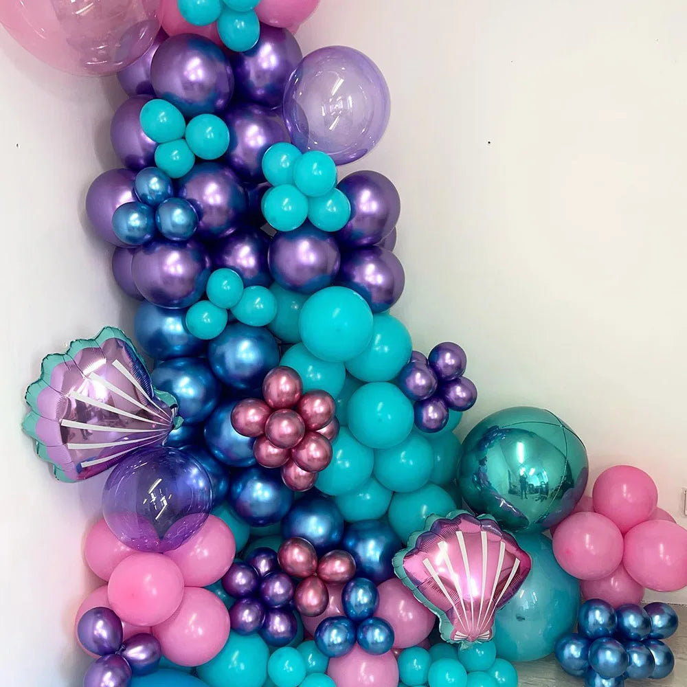 Mermaid Party Balloon 10pcs Mini Shell Foil Balloon Mini Mermaid Shape Balloons Girls Birthday Mermaid Themed Party Supplies