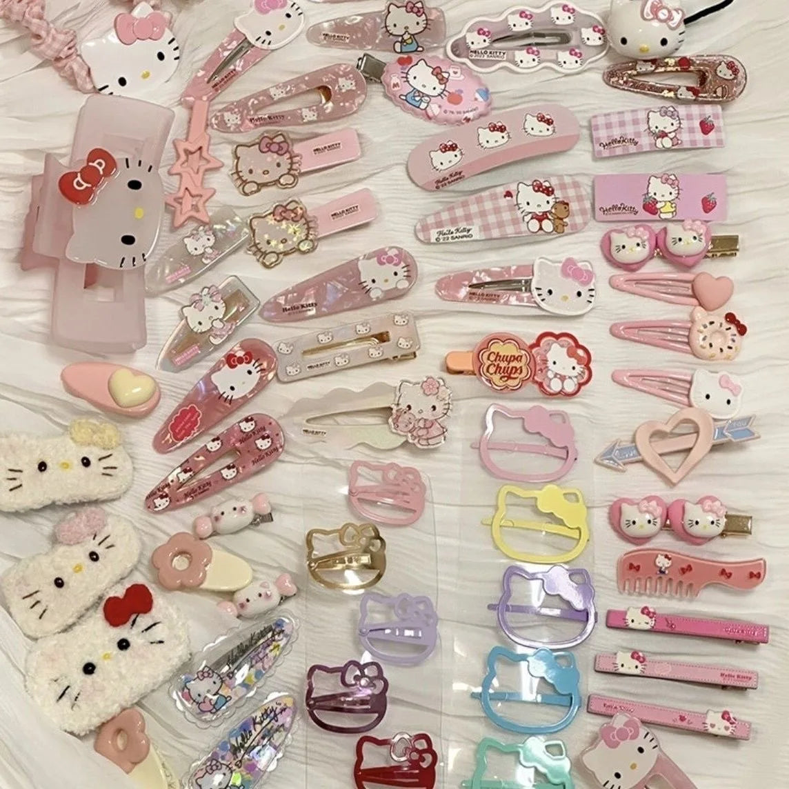 19Pcs Suit Hello Kitty Hair Clip Hairpin for Girls Children's Cinnamoroll Hello Kitty Accessories Hairpin Bb Clip Girls Gifts