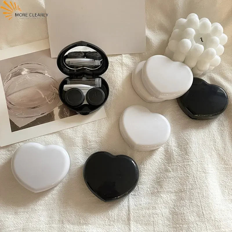 Travel Color Contact Lenses Box for Eyes Tool Kit Women Girl Heart Lady Holder Storage Eye Care Container with Mirror Tweezer