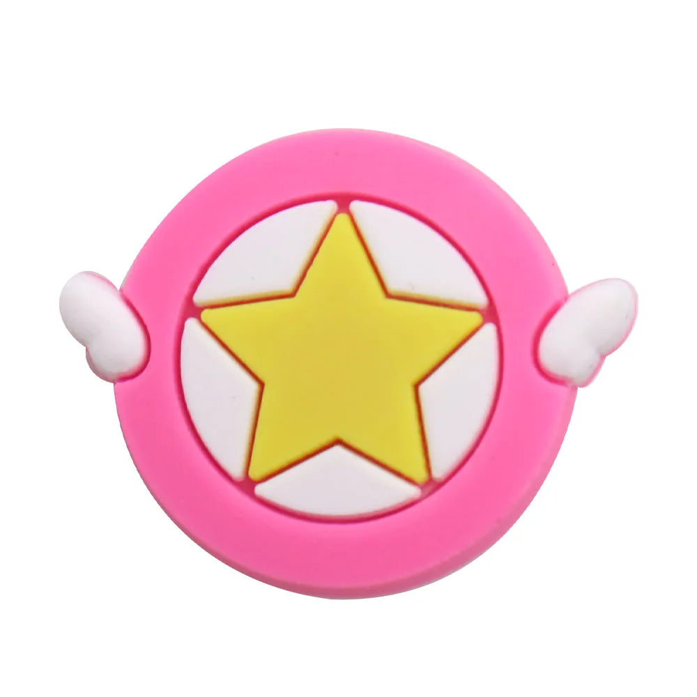 1Pcs PVC Hair Dryer Strawberry Cupcake Kids Shoe Charms Umbrella Crown Pink Series Buckle Clog Accessories Fit X-mas Gift