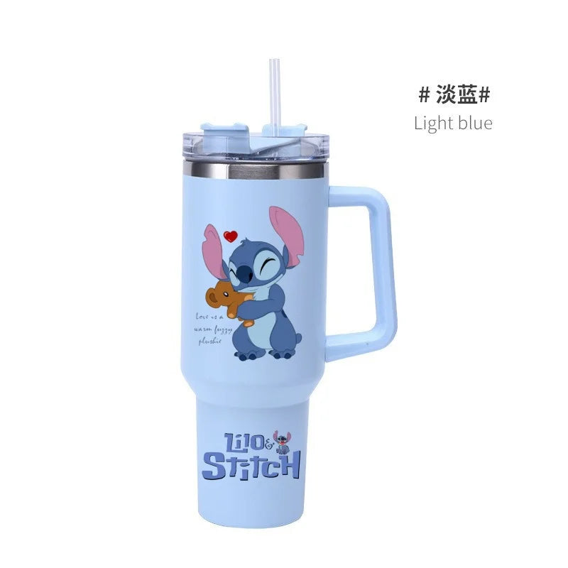 Thermal Coffee Lilo & Stitch Cups with Straw Stainless Steel Vacuum Insulated Tumbler 40oz Thermal Iced Travel Cup for Outdoor