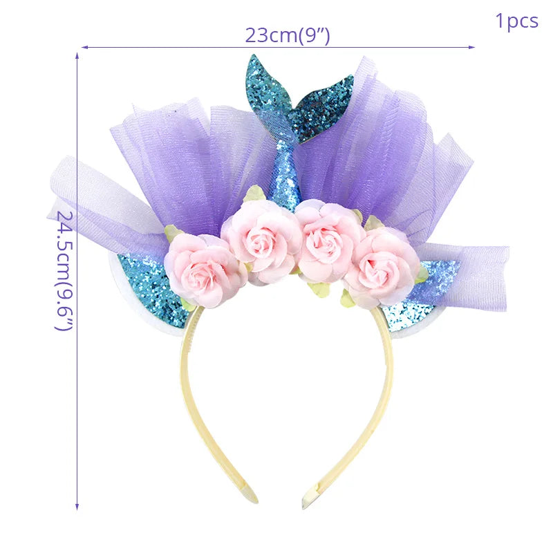 Little Mermaid Party Favors Memmaid Glasses/Tattoo Stickers/Headband/Clap Circle Toy Girls Birthday party gift Decor Baby Shower