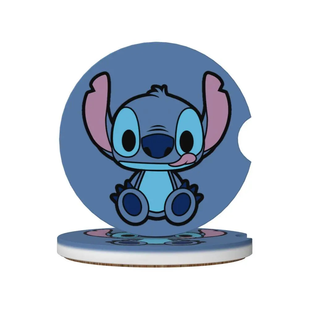 Kawaii Stitch Cartoon Car Cup Coaster 2PCS Universal Cup Holders Embedded in Ornaments Coaster Car Interior Accessories