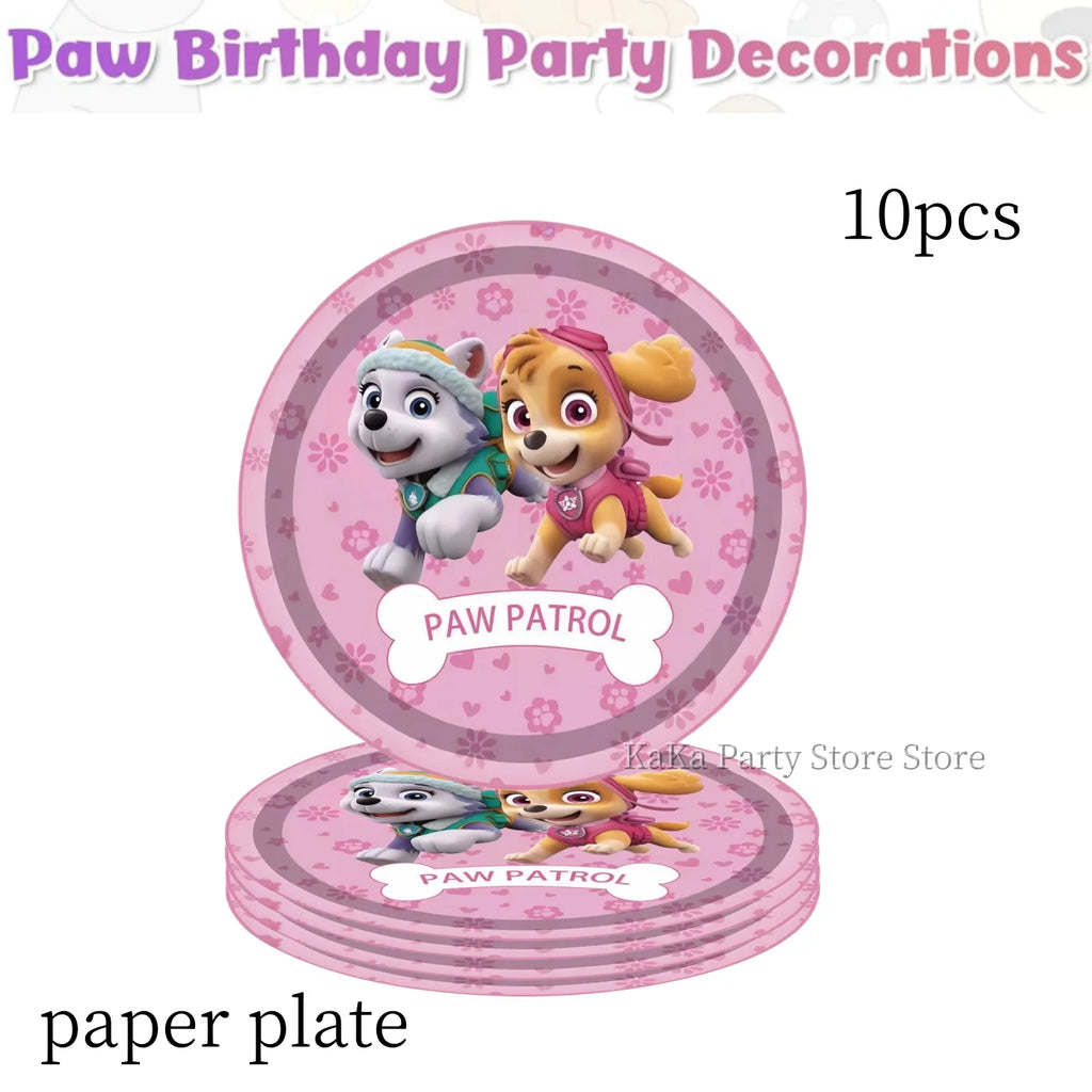 Paw Patrol Birthday Party Decor Dog Skye Disposable Tableware Tablecloth Cup Plate Baby Shower Kids Gift Girl Boy Party Supplies