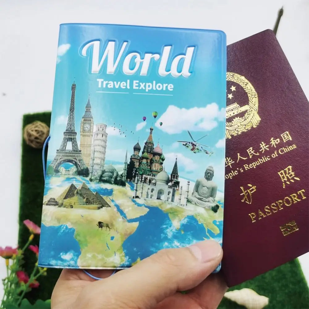 Gift Cartoon Girl Passport Cover PU Waterproof Certificate Protective Sheath Card Holder Multi-function ID Card Holder Unisex
