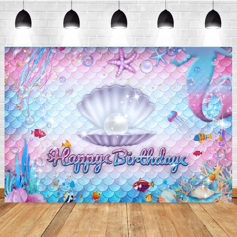 Mermaid Princes Birthday Party Decorations Disposable Tableware Gif Bag Foil Balloon Backdrop Decor Baby Shower Party Supplies