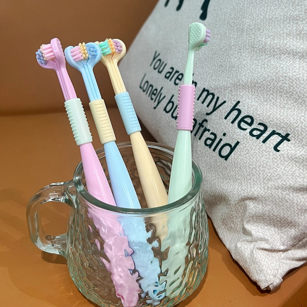 2 Pcs Children'S 3d Soft Bristled U-Shaped Three Sided Toothbrush For 360 Degree Deep Oral Cleaning Teeth Care For Boys Girls