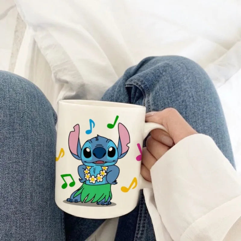 Cute Stitch Ceramic Mug Cartoon Animation Funny Mugs Coffee Cups Child Personality Drinking Cup Friend Birthday Gift