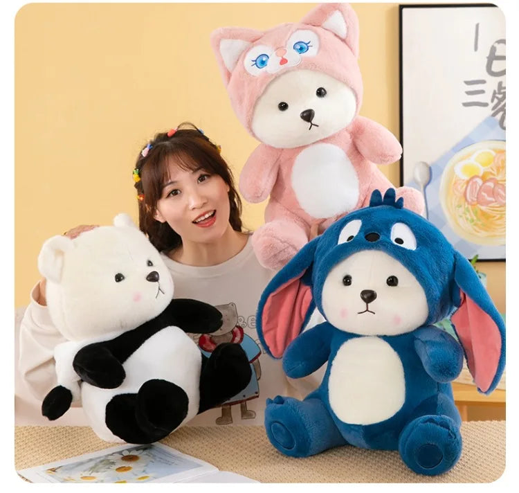 50cm Stitch Transforms Cute Bear Doll Stitch Teddy Bear Plush Toys Strawberry Bear Valentine's Day Gift for Girls