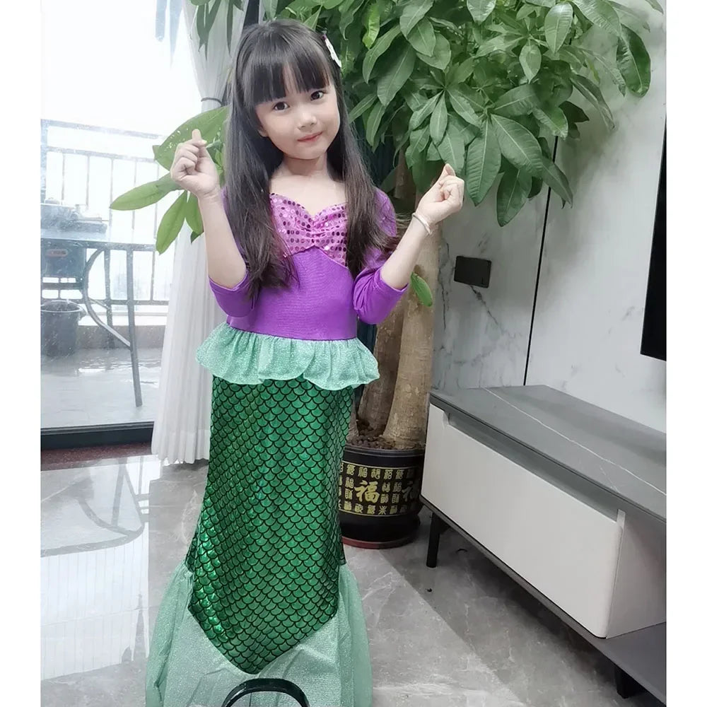 Fancy Little Mermaid Ariel Princess Costumes  Dress For  Cosplay  Carnival Birthday Party Clothes Mermaid Dress