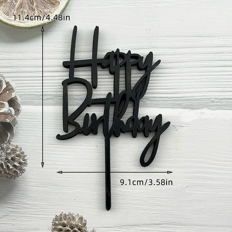 10 Pcs Acrylic Happy Birthday Cake Topper Pink Gold Silver Acrylic Kids Men Women Cake Decorations for Baby Shower Gift Supplies