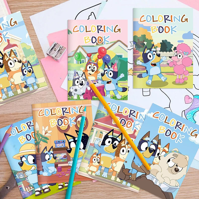 Bluey And Bingo Diy Coloring Drawing Book Anime Cartoon Color Graffiti Painting Book Education Puzzle Toys For Kids