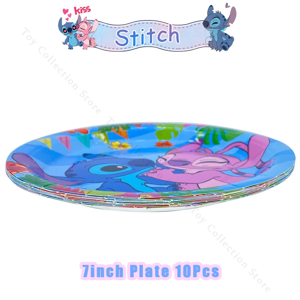 Lilo and Stitch Cartoon Children's Birthday Party Decoration Paper Plate Latex Foil Ballon Tablecloth Baby Shower Party Supplies