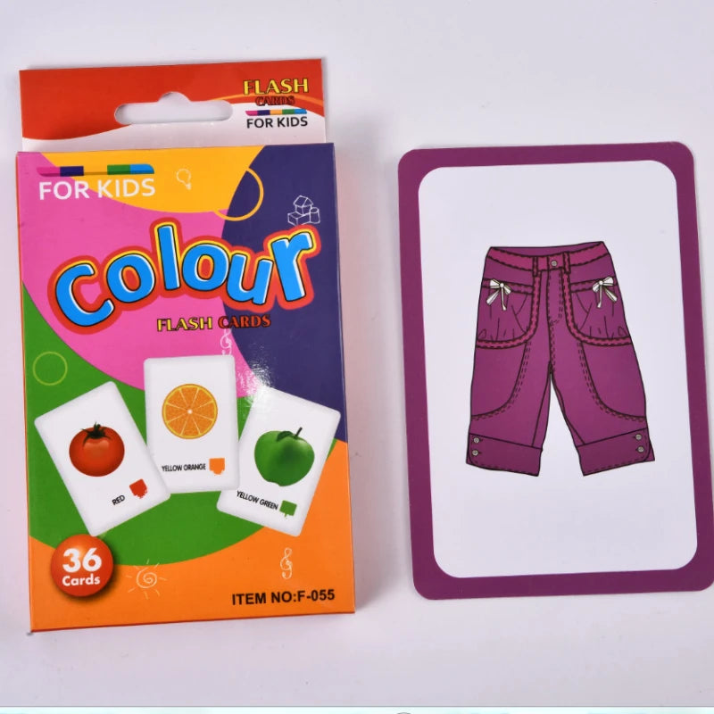36Pcs Kids Cognition Card Shape Animal Color Teaching Baby English Learning Word Card Education Toys Montessori Material Gift