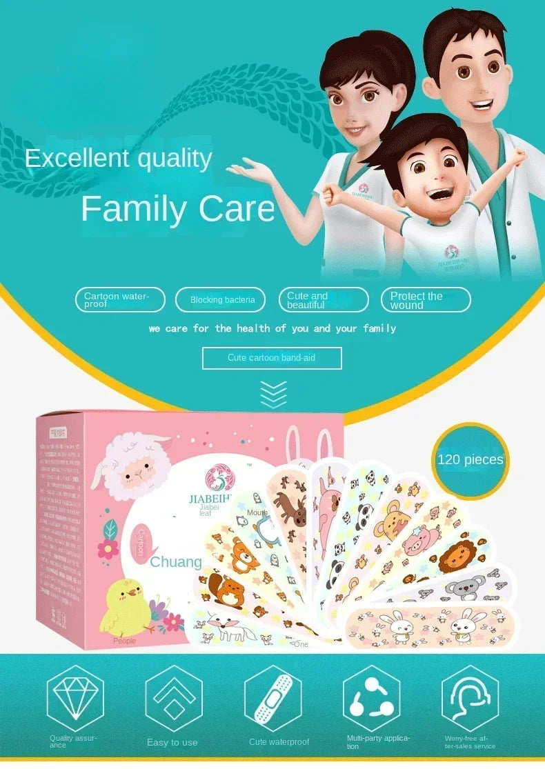 120pcs Cartoon Wound Plaster Waterproof Wound Bandages Kids Bandages First Aid Cartoon Bandages Children Wound Plaster