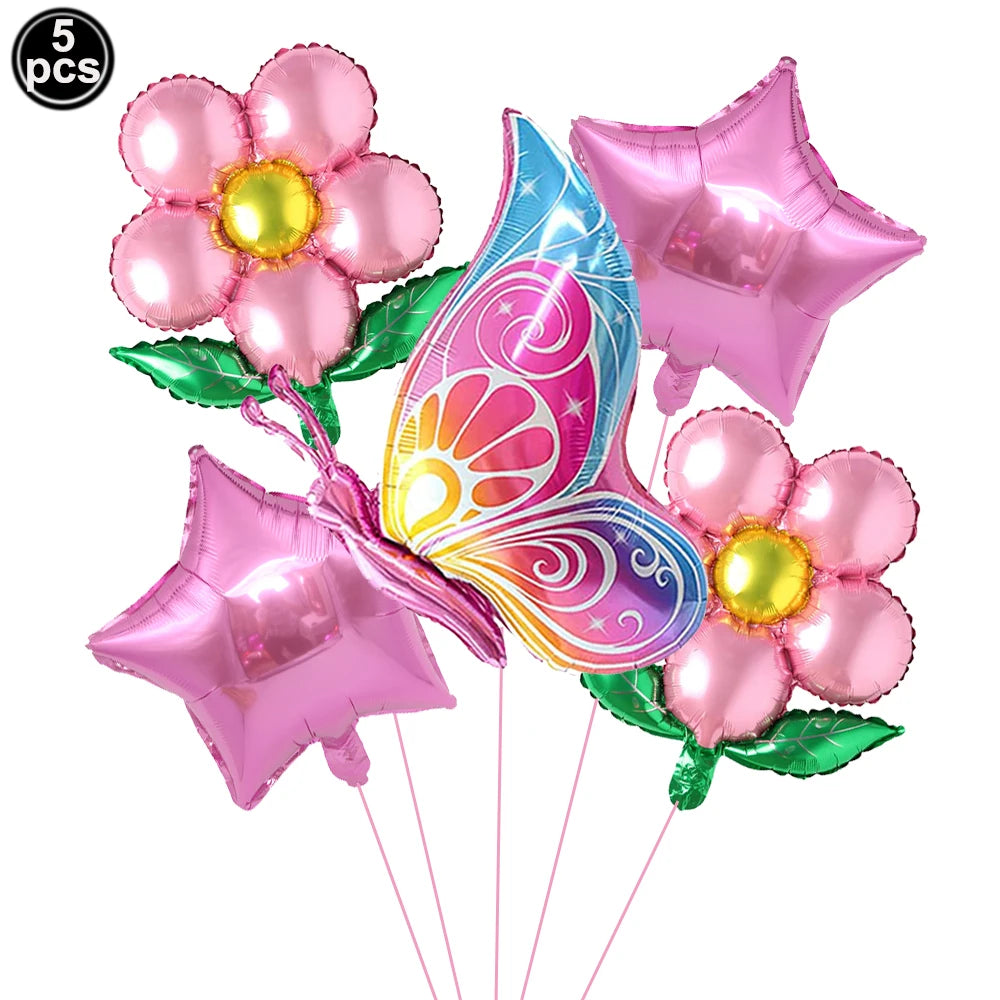 5pcs Colorful Butterfly Foil Balloons Butterfly Balloons Butterfly Themed Balloon Girl Party Birthday Wedding Baby Shower Decors