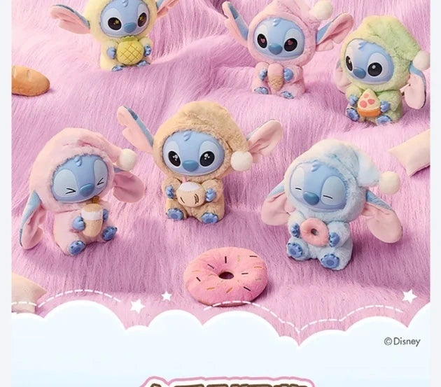 Miniso Stitch Eat Something Before Sleep Series Blind Box Plush Vinyl Toys Cute Doll Replica Mystery Box Bag Pendant Decor Gift