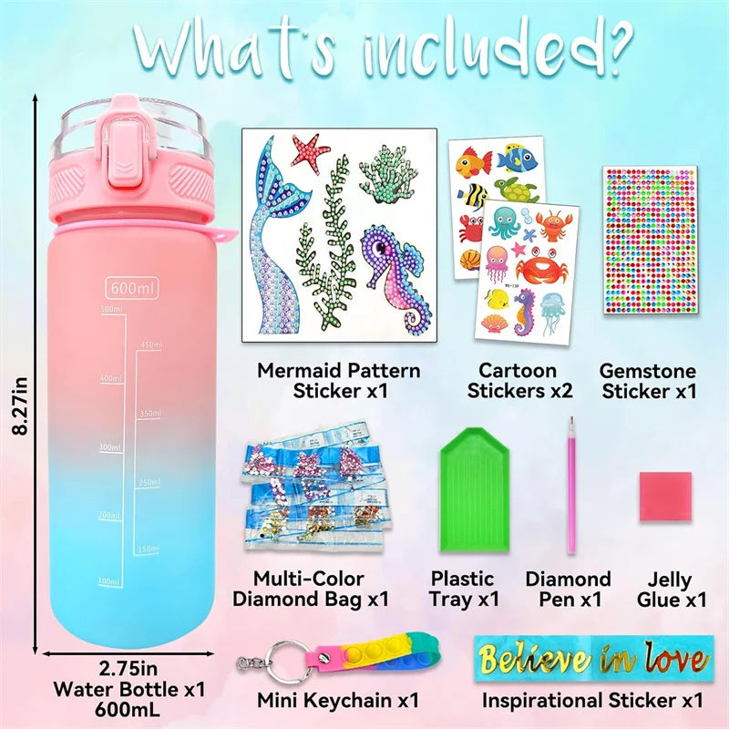 Decorate Your Own Water Bottle Kits for Girls DIY Mermaid Birthday Decorations Arts and Crafts  Toys Christmas Gift
