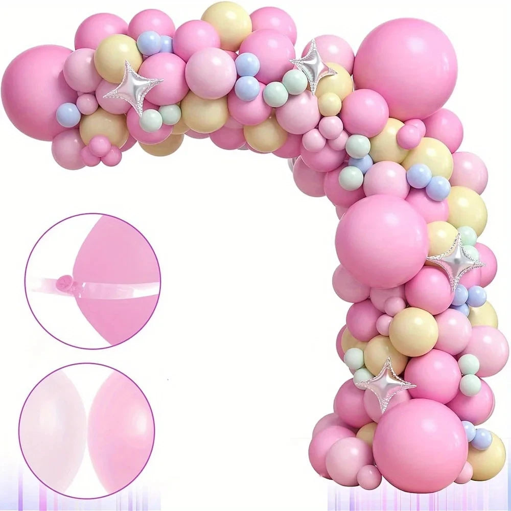 132Pcs Rainbow Unicorn Balloon Arch Flower Ring Set, Used for Summer Party Decoration and Birthday Party Decoration Supplies