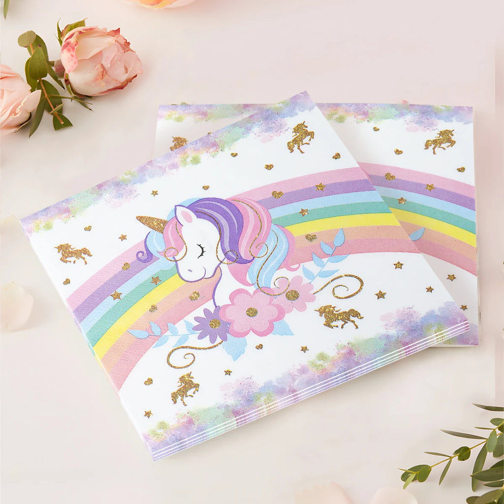 Rainbow Unicorn Disposable Tableware Happy 1st Birthday Party Decorations Kids Favors Gifts Unicorn Baby Shower Girls Supplies