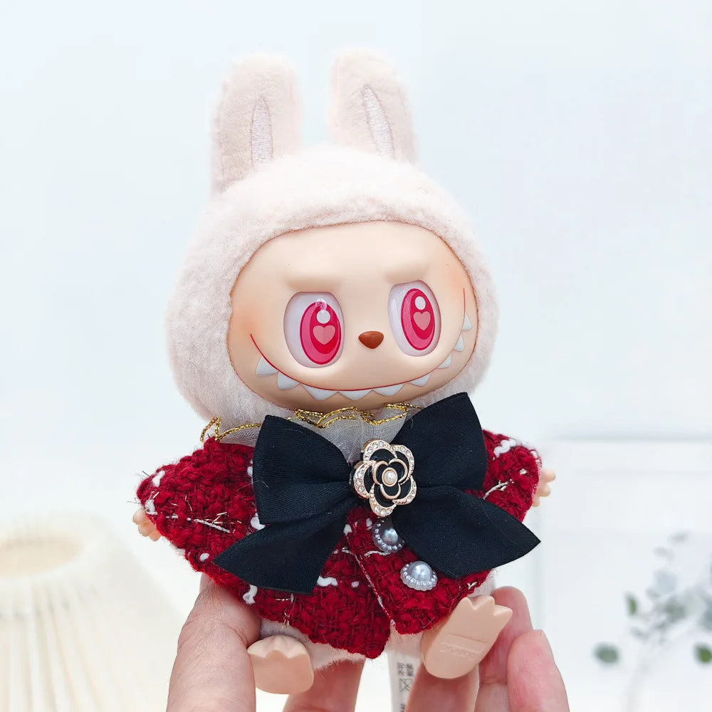 17cm Mini Plush Doll'S Clothes Outfit Accessories For Labubu V1 V2 Christmas Cookie Man Sweater Hat Clothing New Year Gift