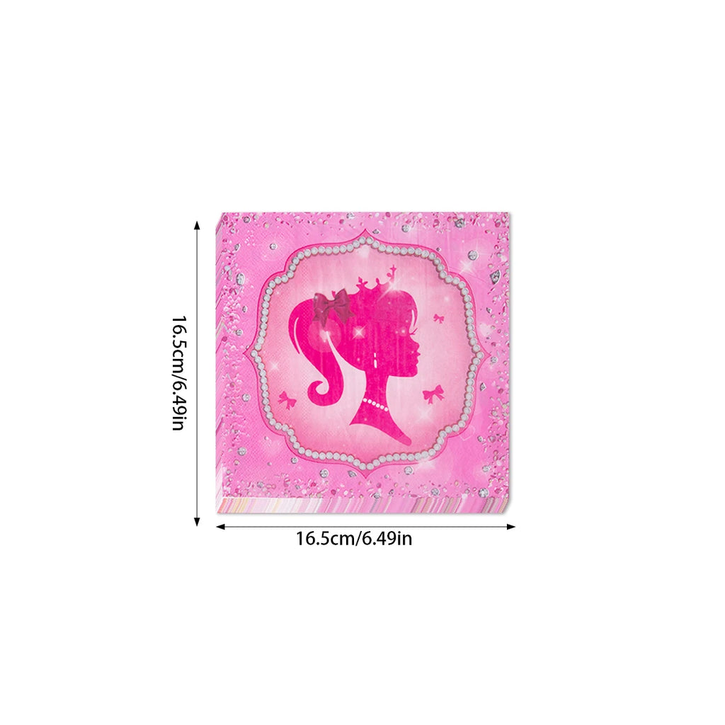 Princess Birthday Party Tableware Pink Paper Plate Cup Napkin Princess Kids Girl Birthday Party Decor Baby Shower Supplies