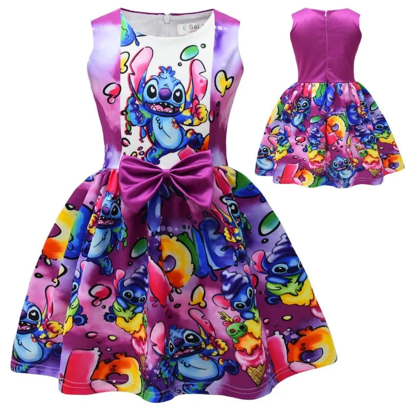 Lilo & Stitch Girls Dress Cute Cartoon Fashion Kids Holiday Cosplay Dress Girl Summer Stitch Princess Dress Birthday Gift