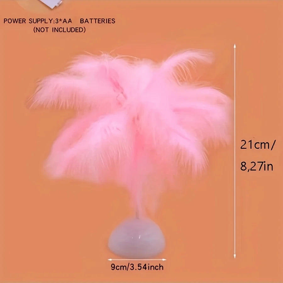 LED Feather Table Lamp Warm White Light Tree Feather Night Light Girl LED Wedding Decorative Lights Birthday Gift Home Decor New