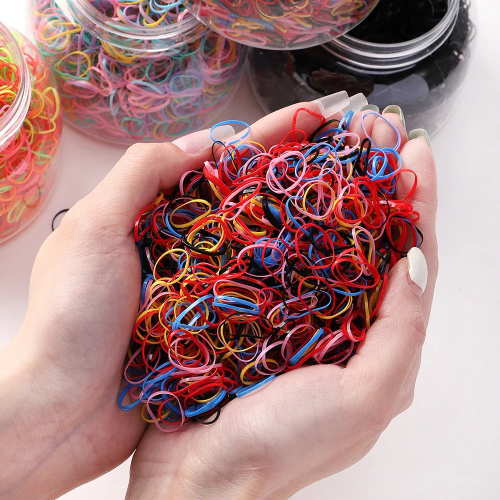 500pcs Girls Colourful Disposable Rubber Band Hair Ties Headband Children Ponytail Holder Bands Kids Hair Accessories Scrunchie