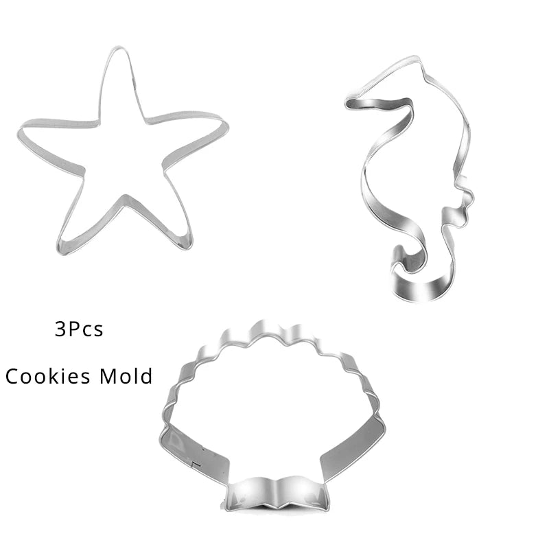 3Pcs/lot Ocean Seahorse Starfish Cookie Cutter Mold Under The Sea Mermaid Birthday Party Decoration DIY Cake Biscuit Baking Tool