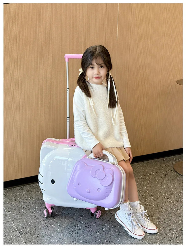 Hello Kittys Trolley Case Girls Sanrioed Universal Wheel Trolley Portable Suitcase Cartoon Travel Boarding Case Kids Toys Gift
