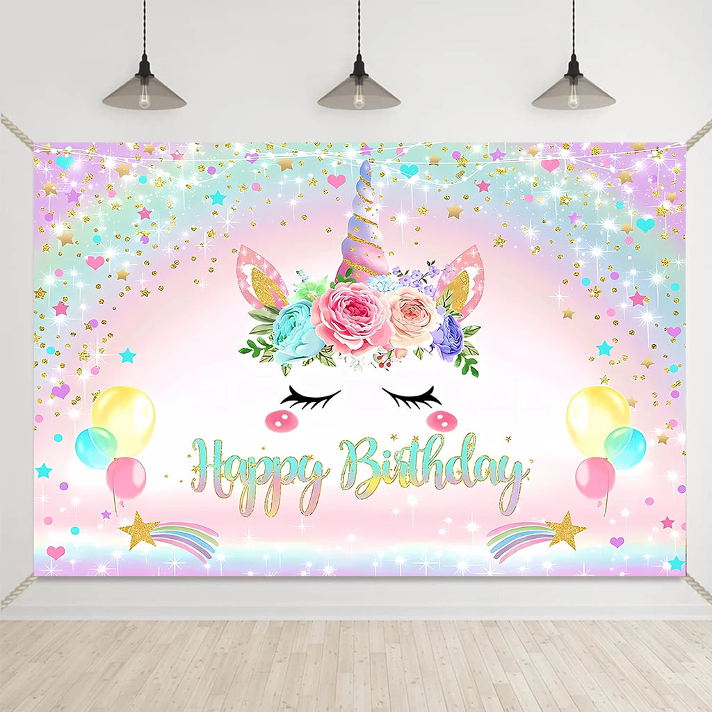 Rainbow Unicorn Disposable Tableware Background Unicorn Birthday Party Decorations Kids Baby Shower Girl Birthday Party Supplies