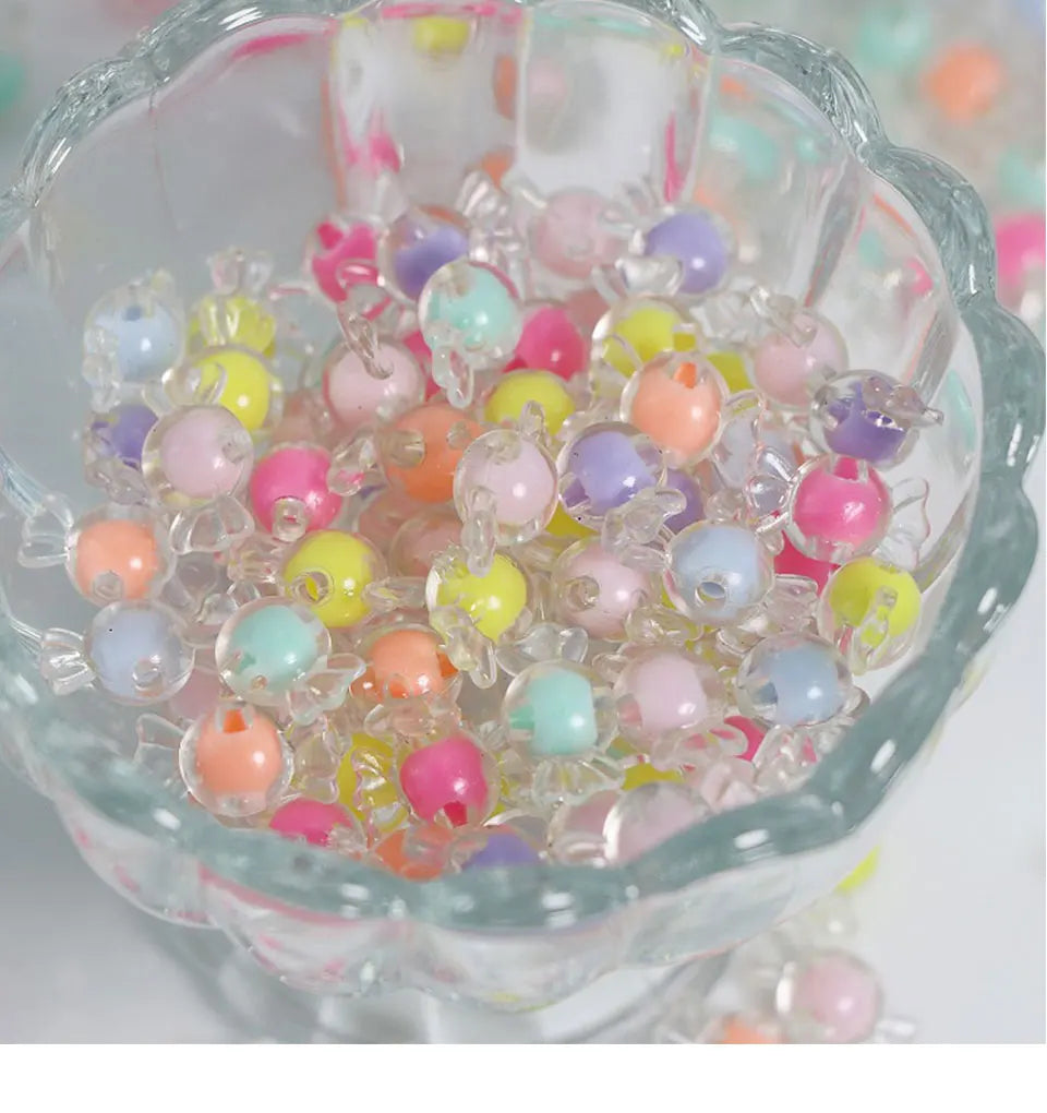 Transparent Candy Beads In Beads For Jewelry Making DIY Kids Hair Accessories Phone Chain Keychain Bracelet Pet Necklace Charms