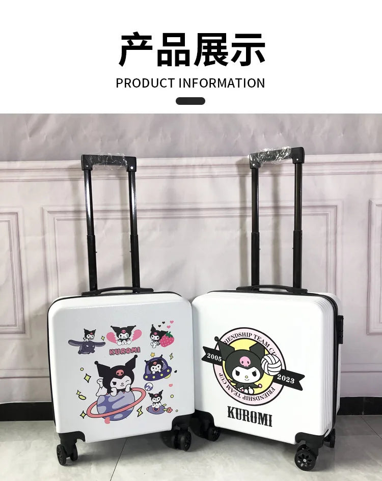 Sanrios New Child Trolley Case Cute Cartoon Kuromi Anime Hello Kittys Universal Wheel Suitcase Boy Girl Password Lock Suitcase