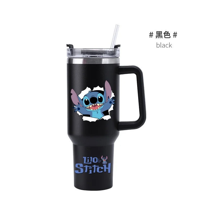 Thermal Coffee Lilo & Stitch Cups with Straw Stainless Steel Vacuum Insulated Tumbler 40oz Thermal Iced Travel Cup for Outdoor