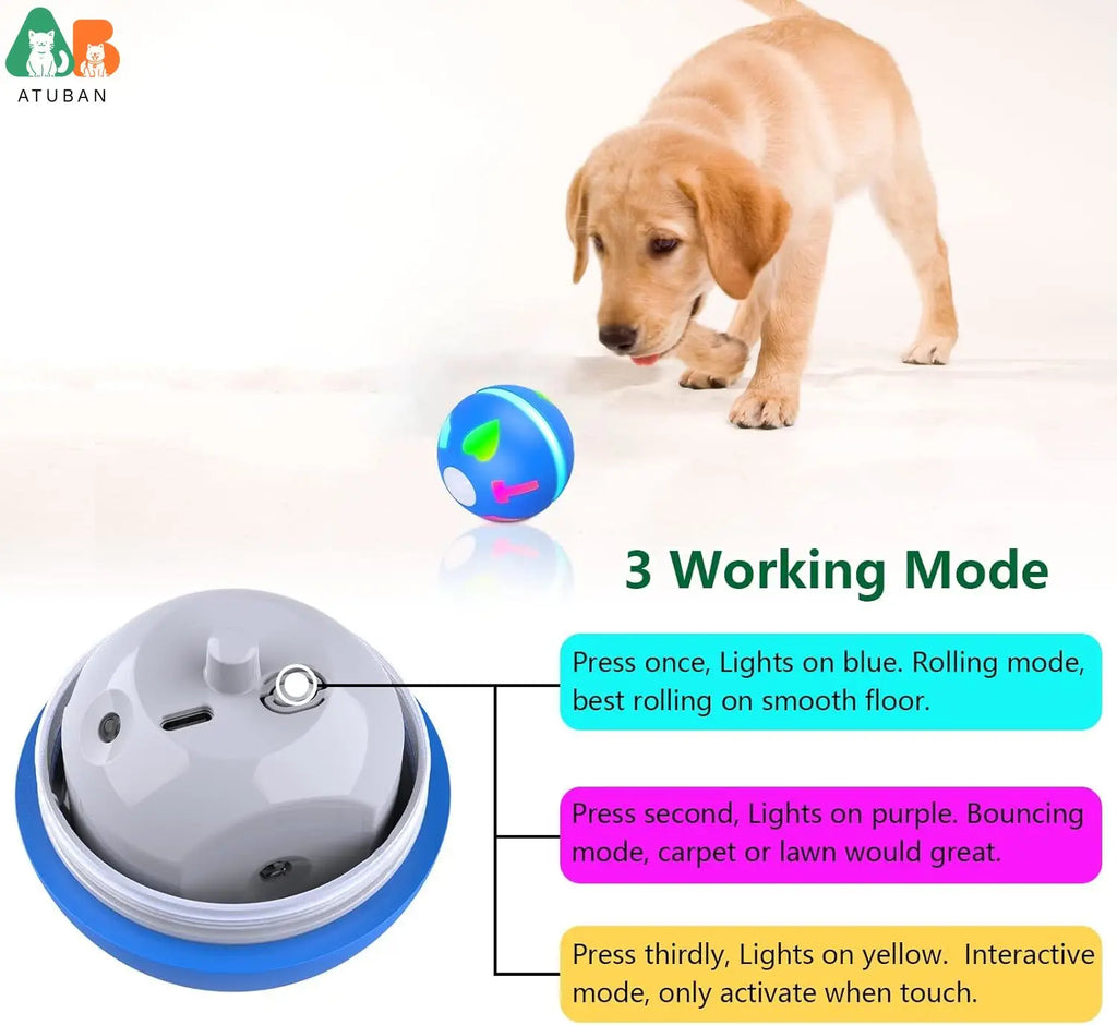 ATUBAN Interactive Dog Toys Ball-Fun Moving Dog Toys to Keep Them Busy Smart Automatic Active Rolling Ball for Dogs for Boredom