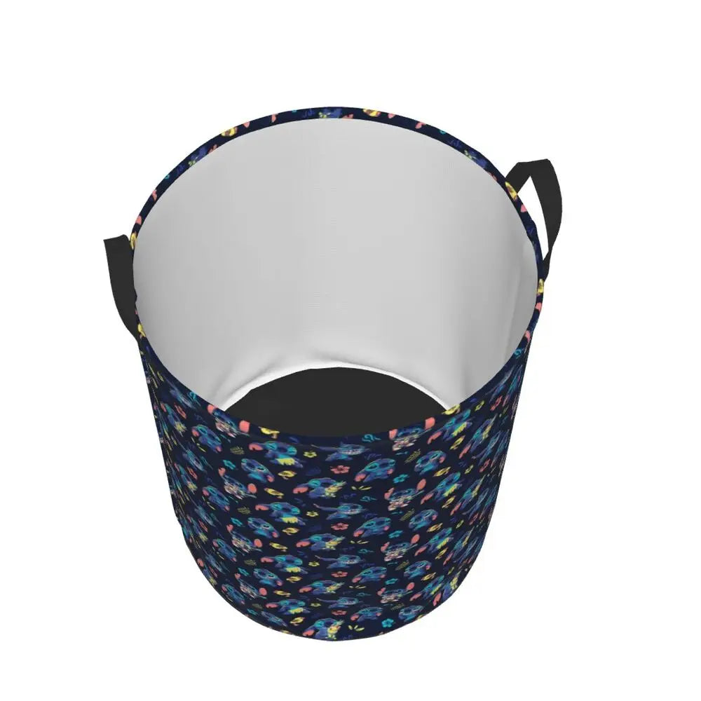 Customized SLilo And Stitch Cartoon Laundry Hamper Large Storage Basket Anime Kids Nursery Toy Organizer