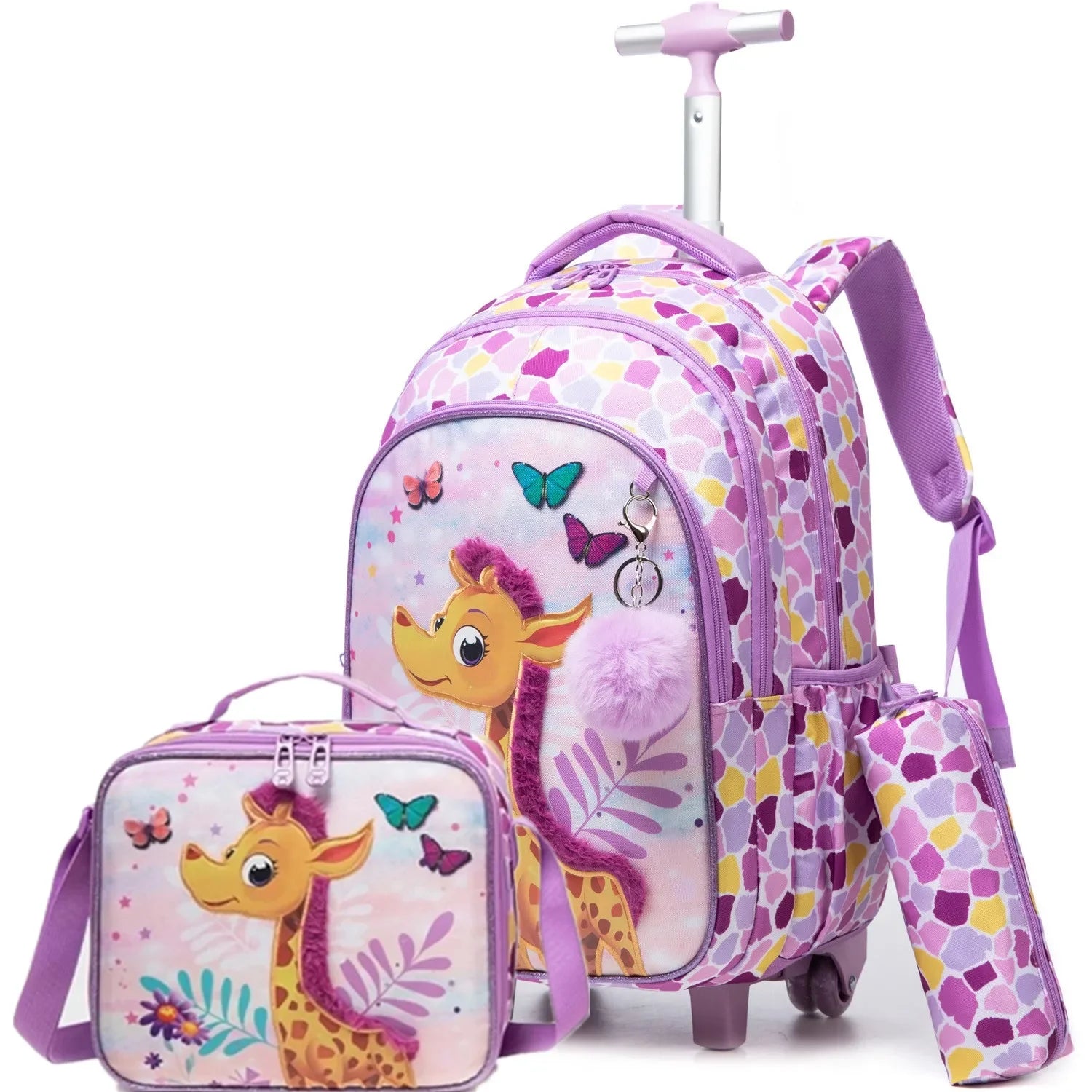 Children's School Backpack with Wheels Kids Wheeled School Bag Teenagers Bag Girls Canvas Backpack Travel Luggage Trolley Bags