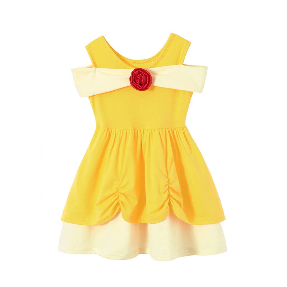 Elsa Anna Dress for Girl Birthday Party Cosplay Rapunzel Mermaid Ariel Cinderella Princess Costume Kid Summer Casual Clothes