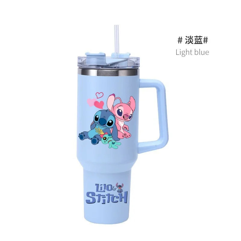 Thermal Coffee Lilo & Stitch Cups with Straw Stainless Steel Vacuum Insulated Tumbler 40oz Thermal Iced Travel Cup for Outdoor