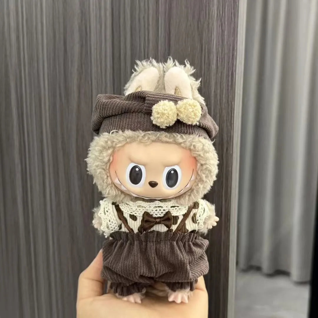 For Labubu Sitting Party Series  Classic Dress Grid Style Small Fragrance For Labubu v1 v2 Kid Gift Labubu Clothes Design style