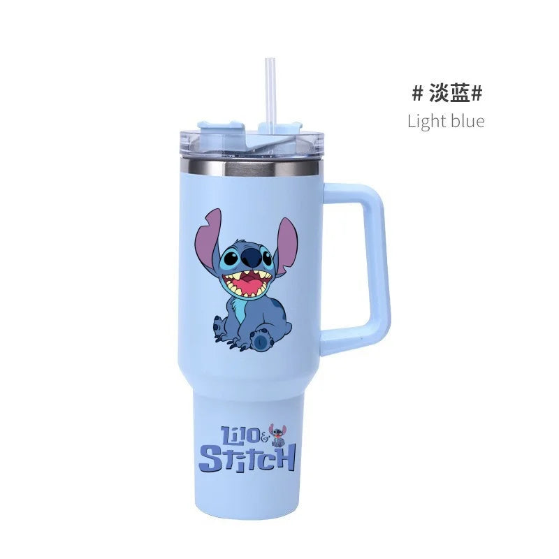 Thermal Coffee Lilo & Stitch Cups with Straw Stainless Steel Vacuum Insulated Tumbler 40oz Thermal Iced Travel Cup for Outdoor