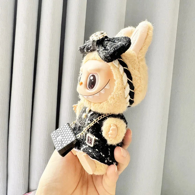 Cute 17cm Labubu Idol Doll Outfit Camellia Dress Bag Shoes Set The Monster Sitting Party Collection Mini DIY