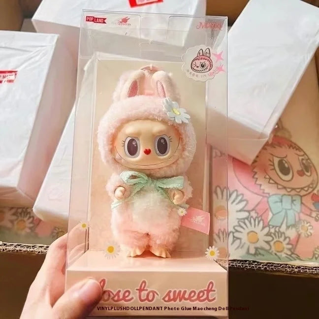 Copy High Quality Version New Product Labubu Sweetheart Doll Mokoko First Generation Plush Pendant Vinyl Pulling Cloth Hanging D