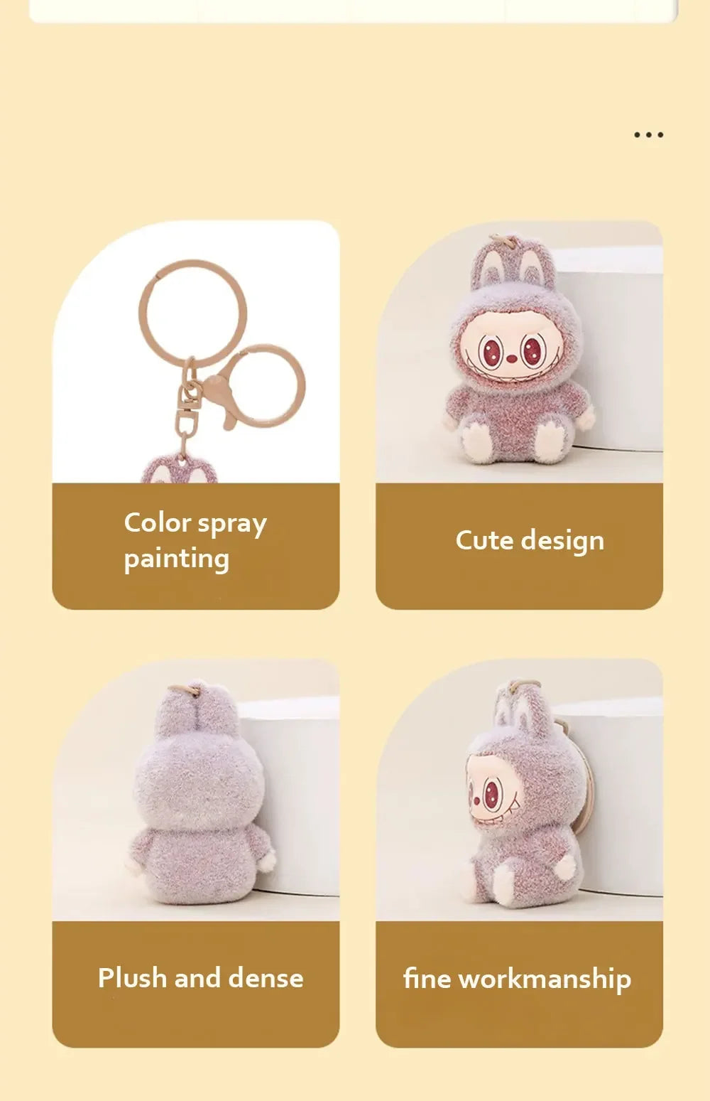 Cute Labubu Doll Pendant Keychain Exquisite Doll Fluff Pvc Toy Phone Ornaments Bag Charms Car Key Chain Kawaii Accessories Gifts