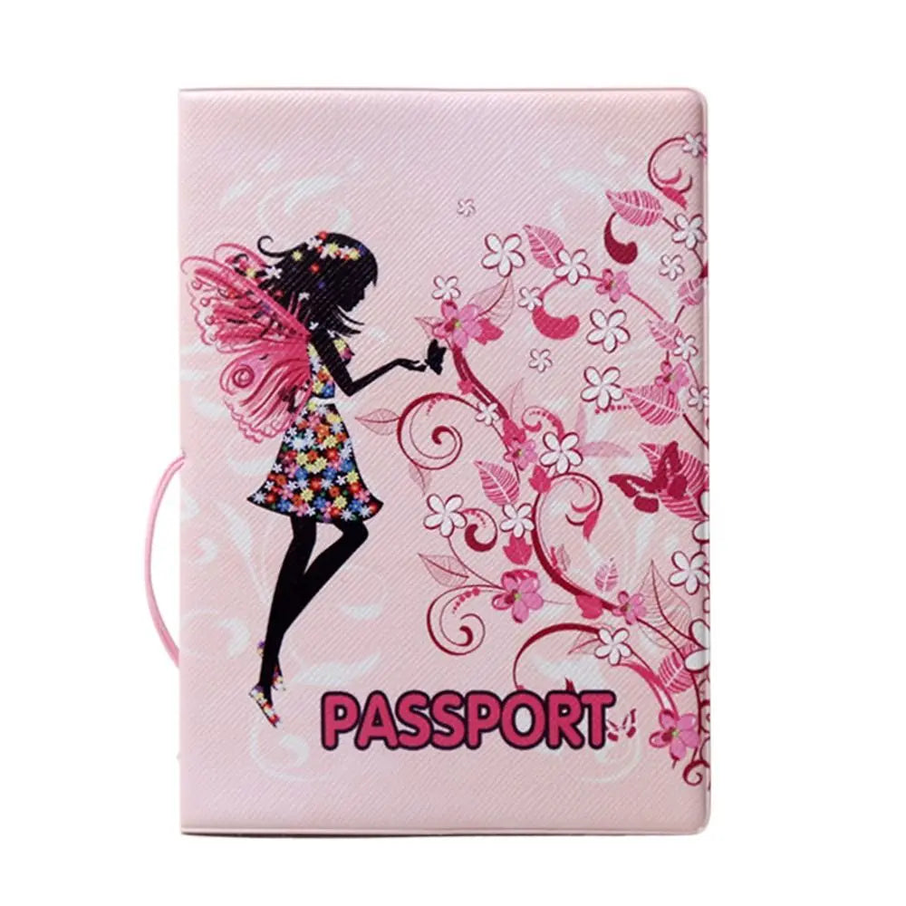 Gift Cartoon Girl Passport Cover PU Waterproof Certificate Protective Sheath Card Holder Multi-function ID Card Holder Unisex