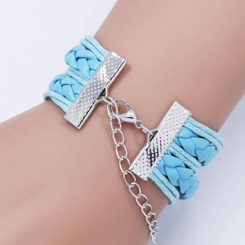 Bluey Bracelet Anime Bluey Bingo Baby Time Gem Multilayer Leather Blue Bracelet Accessories Birthday Gift