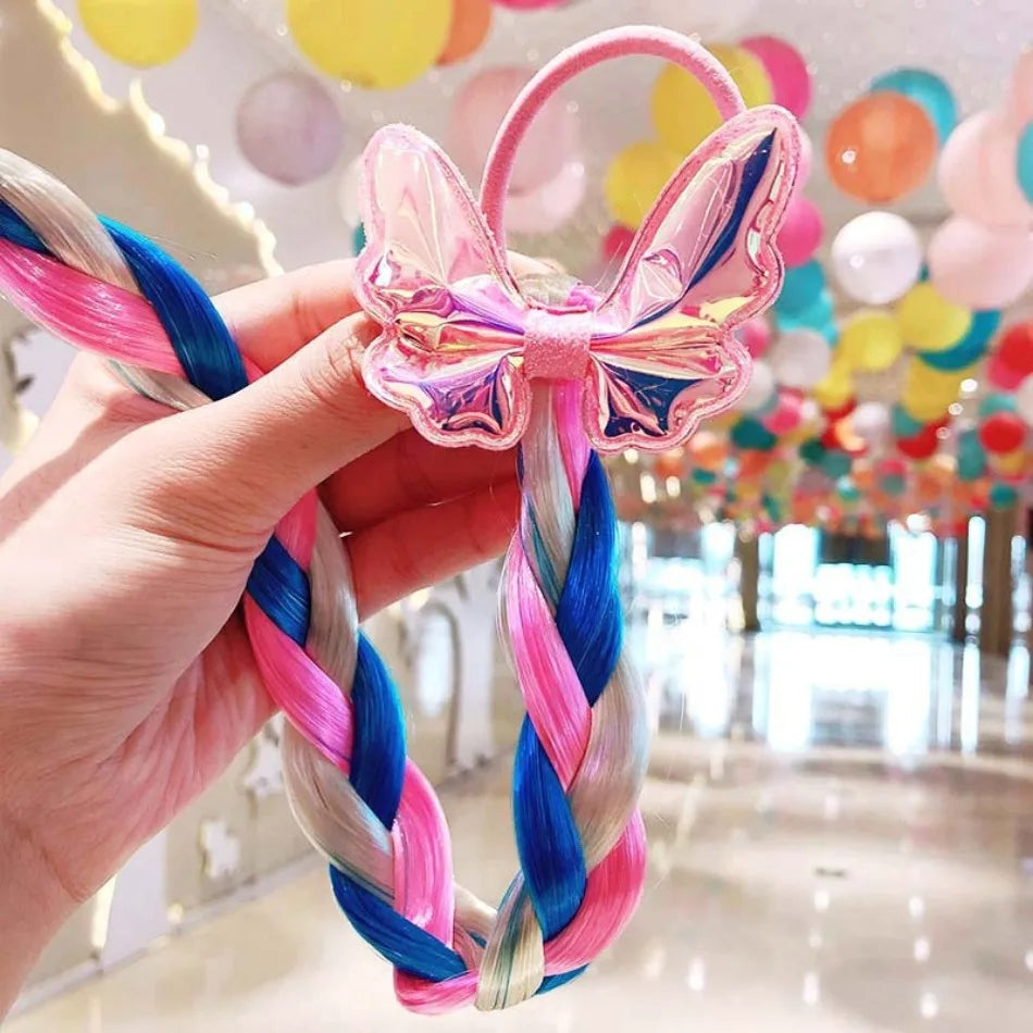 Princess Braid Unicorn Rainbow Hairpiece Cosplay Braided Wigs for Elsa Dress Up Set for Toddler Girls Party Wedding Birthday