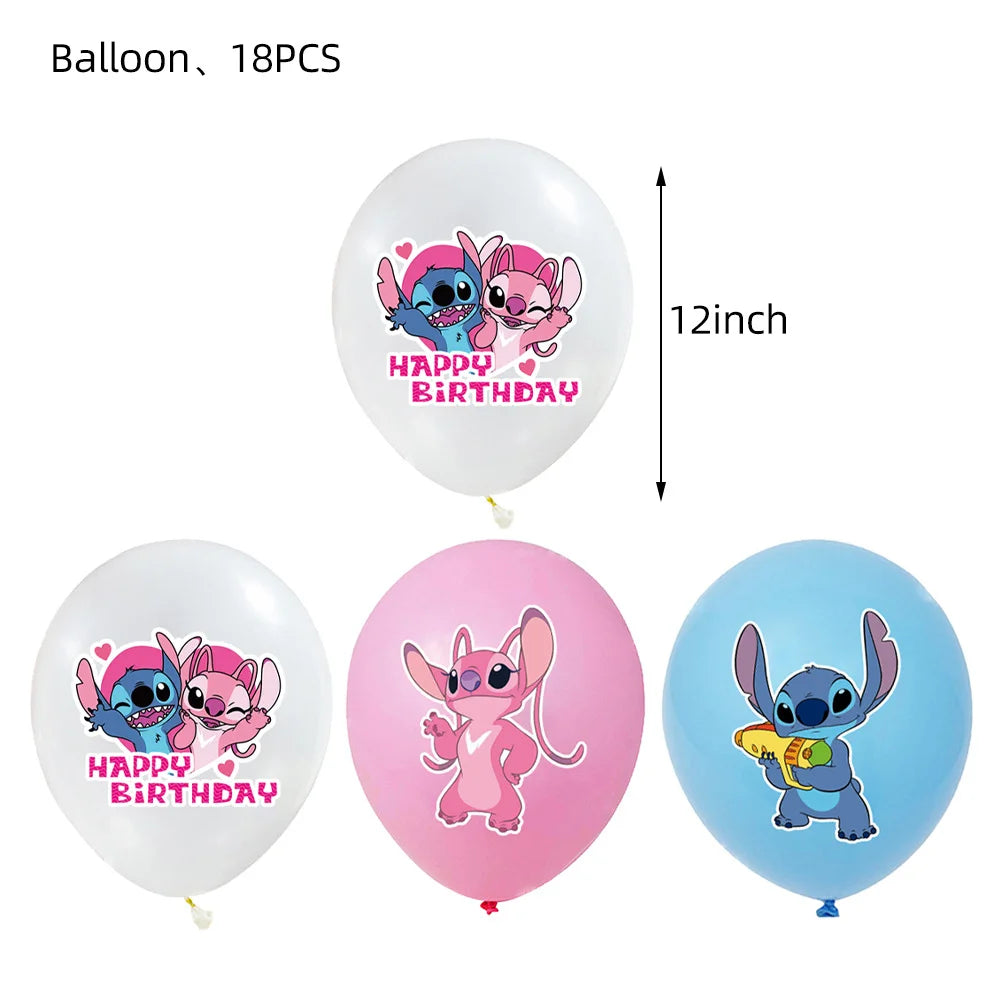 Stitch Birthday Party Supplies Stitch Tableware Set Balloons Backdrop Banner Plates Napkins Tablecloth Birthday Theme Stitch